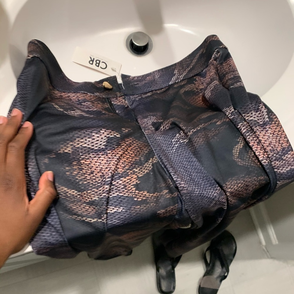 Lovely Street Midwaist Cobra Print Patchwork Pants